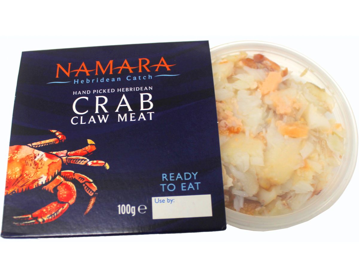 Hebridean Hand Picked Crab Claw Meat 100g tub